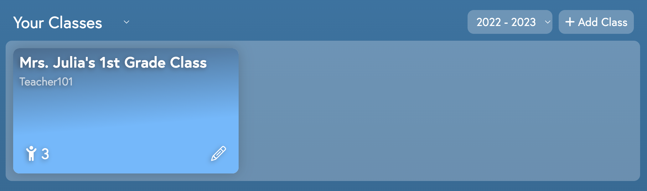 Screenshot of the class widget